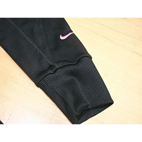 Womens Nike Therma Fit Zip Front Hoodie JUST DO IT Graphic Black Pink Size Small - Picture 7 of 12